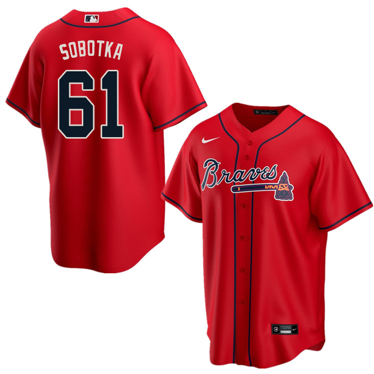 Nike Men #61 Chad Sobotka Atlanta Braves Baseball Jerseys Sale-Red